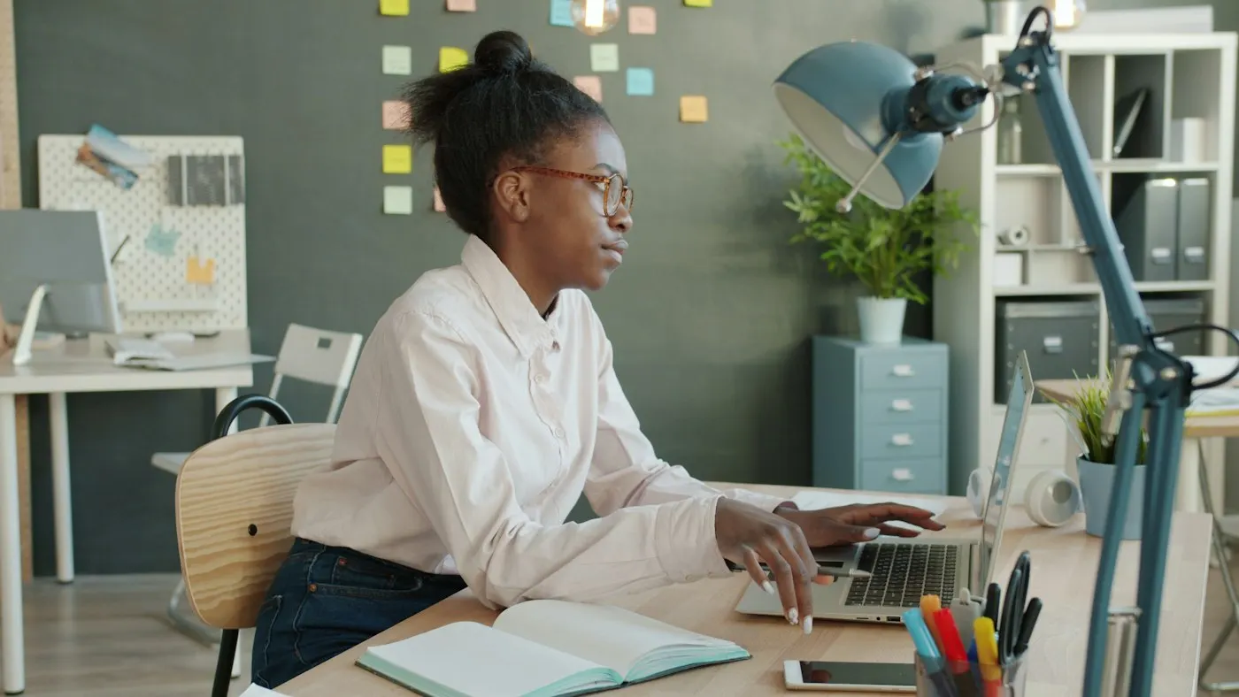 A manager working at her desk